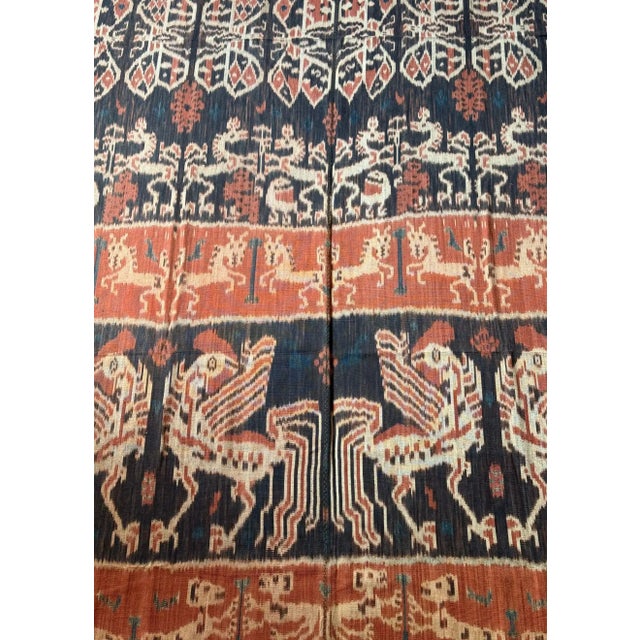Tribal Ikat Textile From Sumba Stunning Tribal Motifs & Colors, Indonesia C. 1950 For Sale - Image 3 of 6