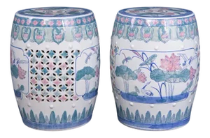 Porcelain Stool with Floral Decor
