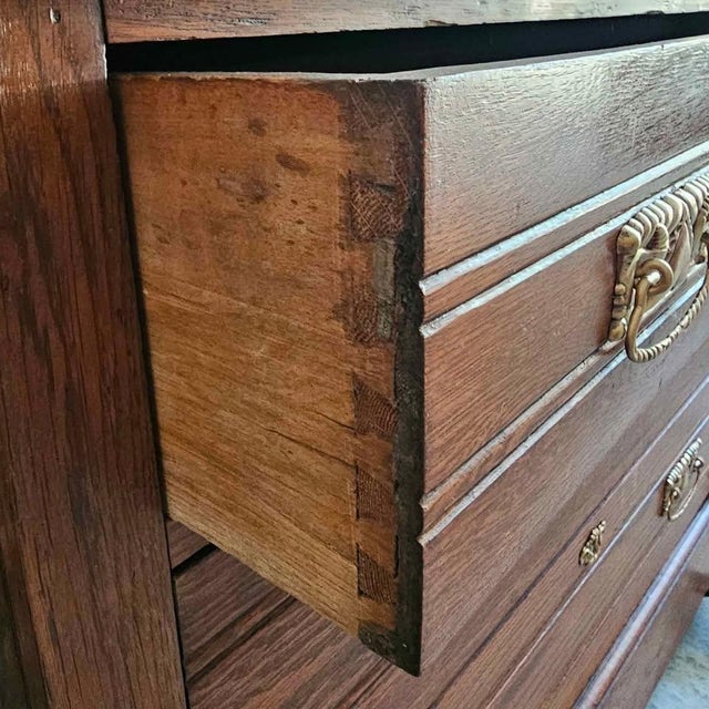 Antique Quarter-Sawn Oak Dresser With Mirror & Key, Eastlake / Mission Influence (C. 1900-1910) For Sale - Image 11 of 12