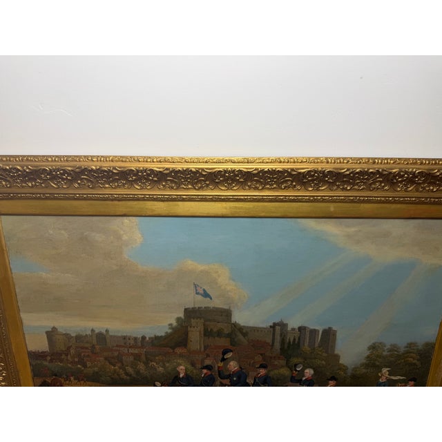 Large Mid 19th Century Oil Painting King George III Returning From Hunting Before Windsor Castle After James Pollard (1792–1867) For Sale - Image 12 of 18