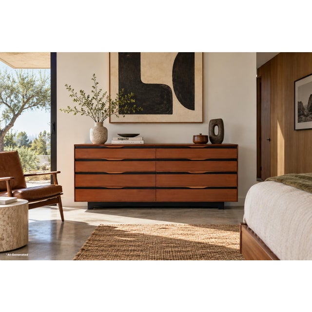 An exquisite vintage walnut dresser designed by the renowned John Kapel for Glenn of California, dating back to the 1950s....