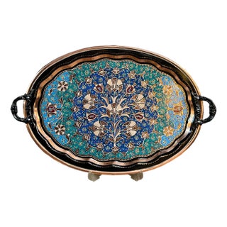 Hand Carved Coffee Tray with Handles For Sale