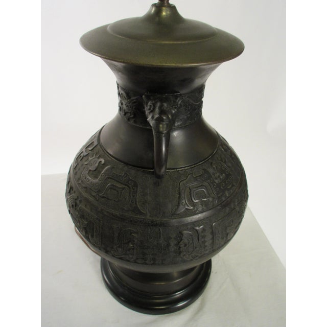 Bronze 1920s Bronze Asian Table Lamp For Sale - Image 8 of 12