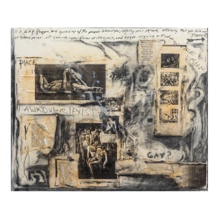 Modern Abstract Figurative Collage Canvas Untitled a World Where I Exist Signed For Sale