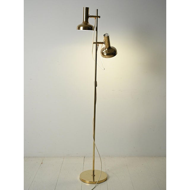 1960s Scandinavian Brass Floor Lamp with Two Adjustable Light Points from Sölken Leuchten, 1960s For Sale - Image 5 of 13
