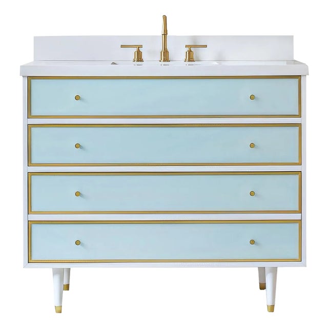 Coastal Bathroom Vanity with Quartz Top For Sale