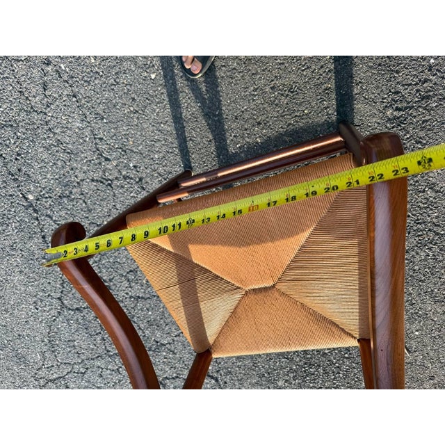 20th Century Clore Furniture Set of 10 Shaker Style Walnut Rush Seat Ladder Back Dining Chairs For Sale - Image 14 of 18