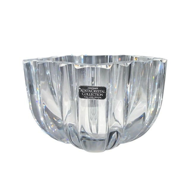 Vintage Kosta Boda Lead Crystal Decorative Bowl Signed For Sale - Image 13 of 13