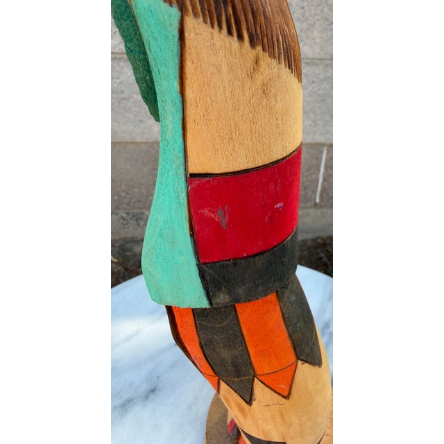 Wood Vintage Signed k.t. Spencer "White Chin" Hand-Carved Wood Kachina Doll - 12.5" For Sale - Image 7 of 10