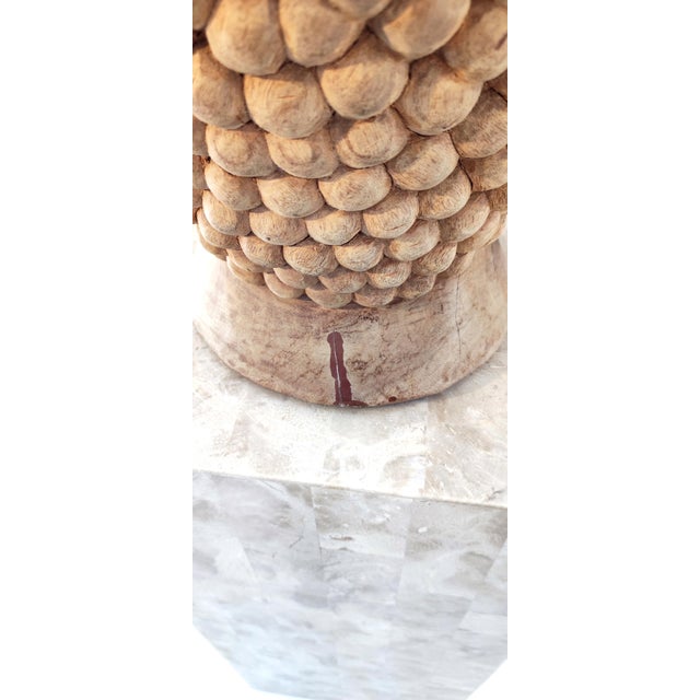 Wood Early 20th Century Antique Buddha Hand Carved Head For Sale - Image 7 of 9