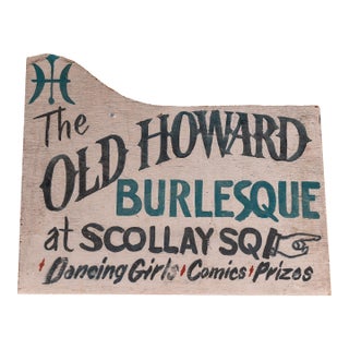 Vintage Old Howard (Boston) Painted Wooden Directional Sign For Sale