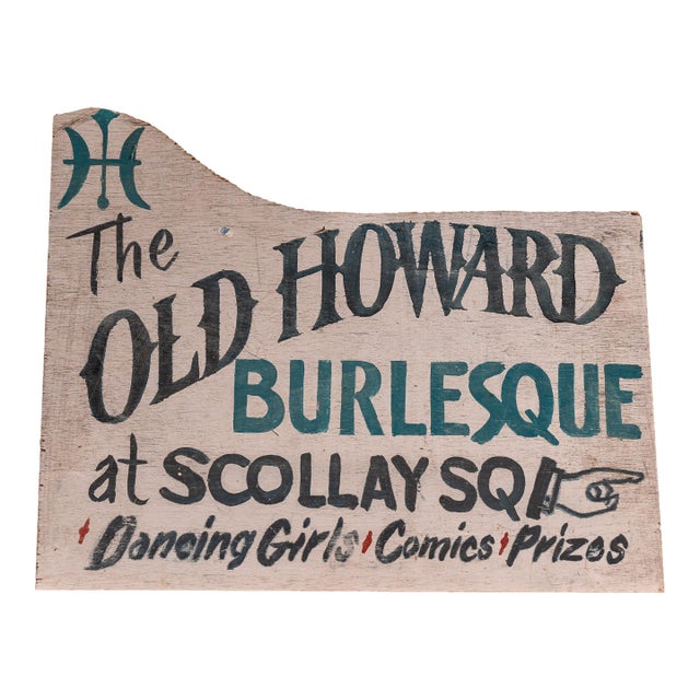 Vintage Old Howard (Boston) Painted Wooden Directional Sign For Sale