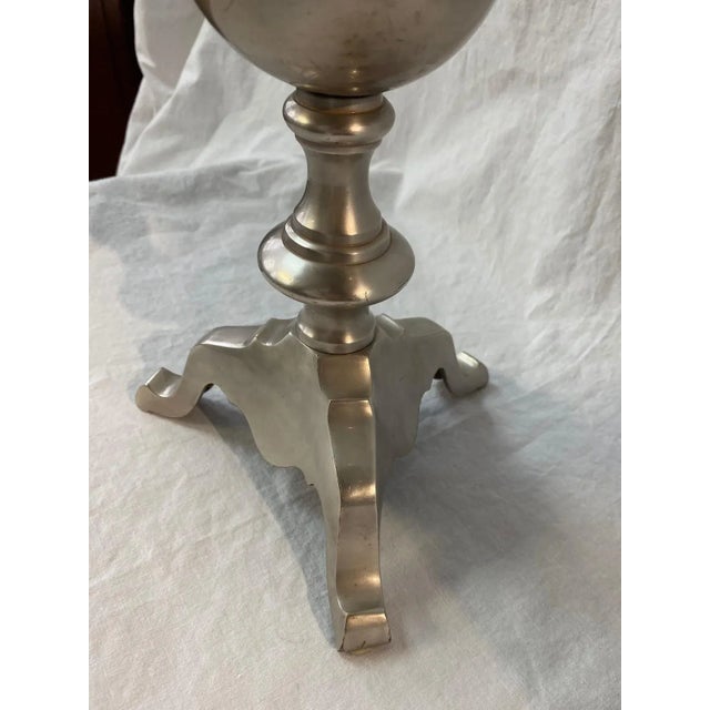 Traditional Vintage Maitland Smith Brass With Silver Finish Candle Holder For Sale - Image 3 of 6