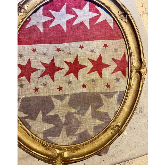 Late 19th Century Rare Antique American Flag Bunting Beautifully Presented Period Gold Leaf Frame 19th Century For Sale - Image 5 of 5