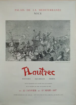 1957 Original Toulouse Lautrec Exhibition Poster, Palais De La Méditerranée