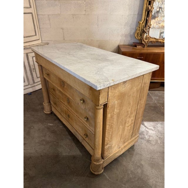 Traditional 19th Century French Empire Style Bleached Commode With Marble Top For Sale - Image 3 of 5