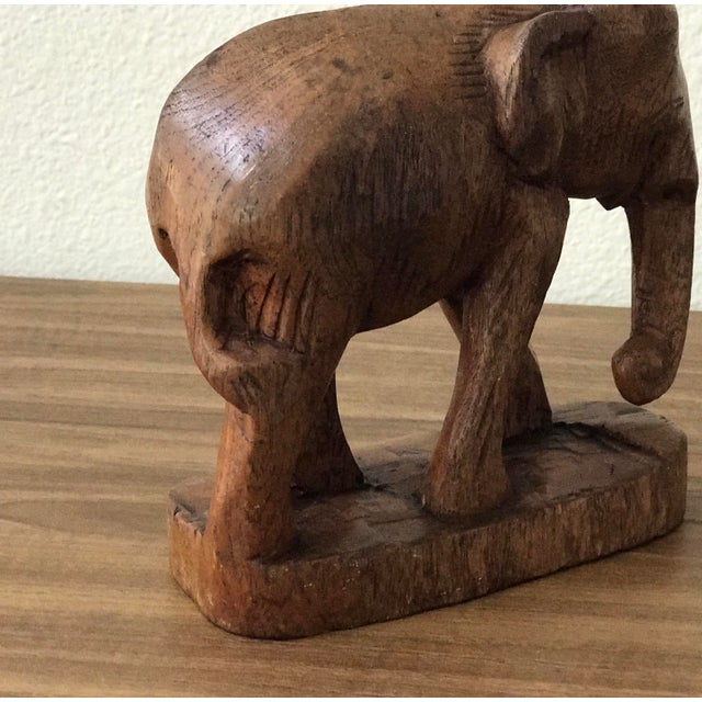 Vintage Wooden Elephant Statue Chairish