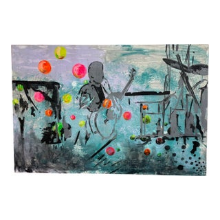 Jazz Artwork With Fluorescent Accents, Artist Unknown For Sale