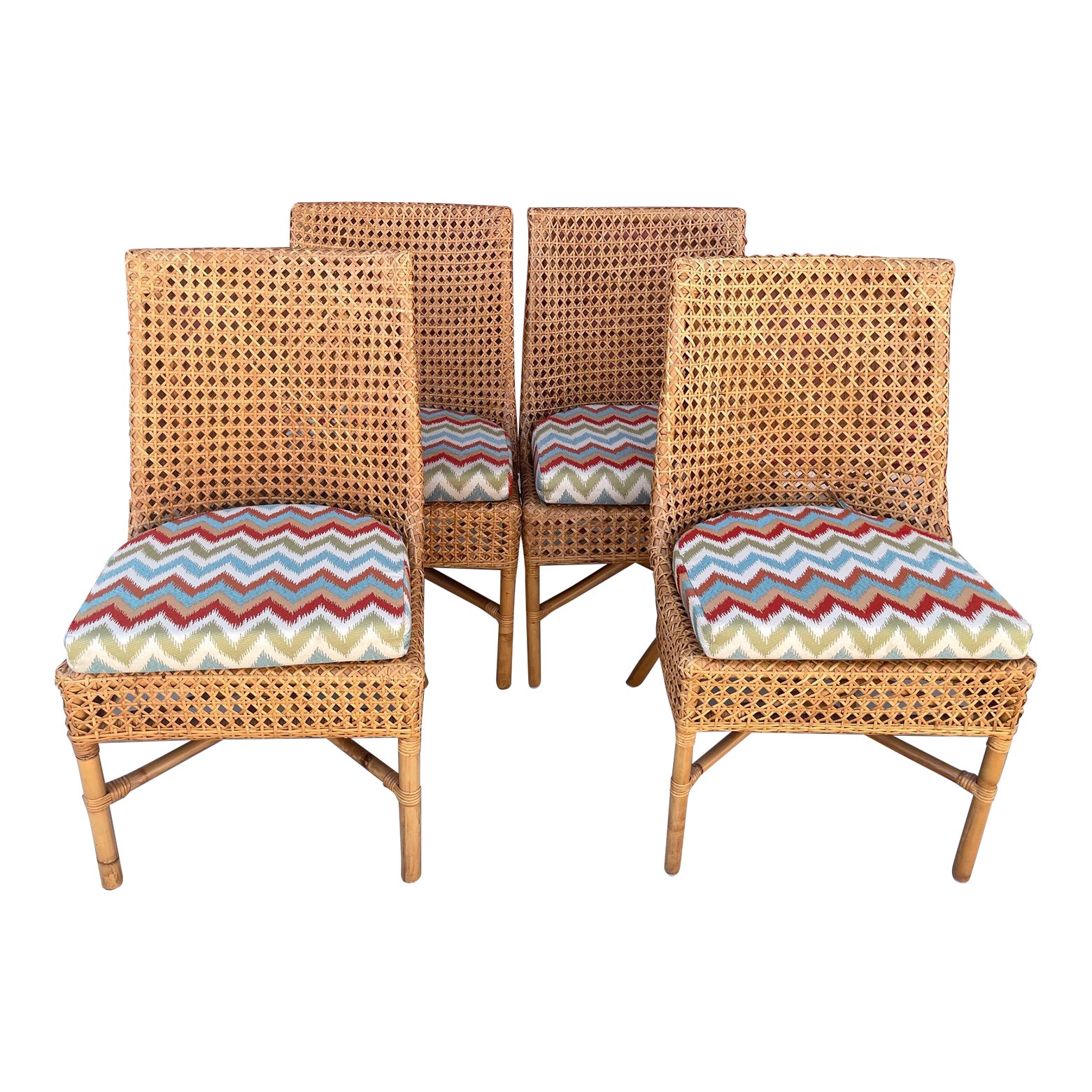 Crate & Barrel Maluku Natural Rattan Dining Chairs Set of 4 Chairish