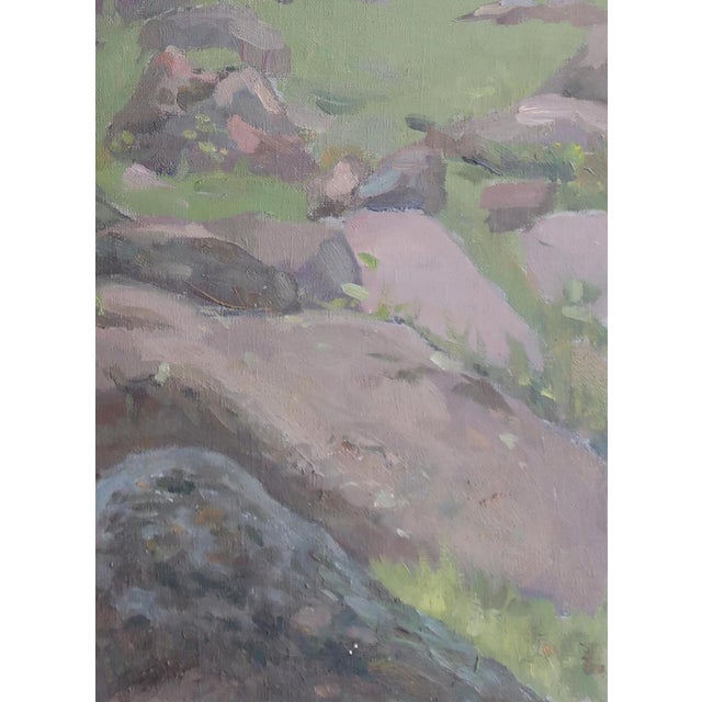 Mountain Landscape Antique Oil Painting Original Soviet Art Ukrainian Artists Sokolovsky g.g. 1973 80-59.5 For Sale - Image 6 of 6
