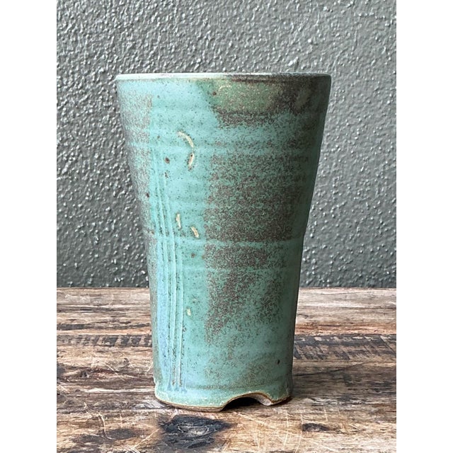 Vintage Studio Pottery Green Vase For Sale - Image 10 of 17
