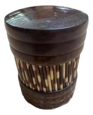Vintage Porcupine Quill and Olive Wood Box
