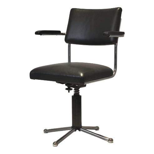 Desk Chair with Chrome-Plated Steel Tube by Factory Design, 1950 For Sale