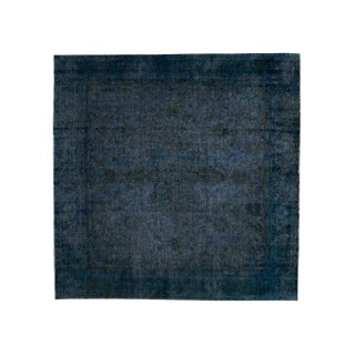 1960s Mid-20th Century Vintage Square Overdyed Wool Rug For Sale