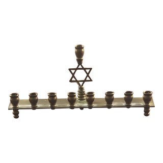 Vintage Brass Petite Menorah For Sale