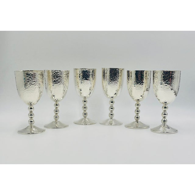 Modern 1980s Emilia Castillo “Musical” Silver Plated Goblets - Set of 6 For Sale - Image 3 of 18