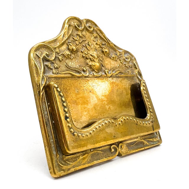 Rococo Vintage Italian Brass Business Card Holder – Hollywood Regency / Rococo Revival For Sale - Image 3 of 13