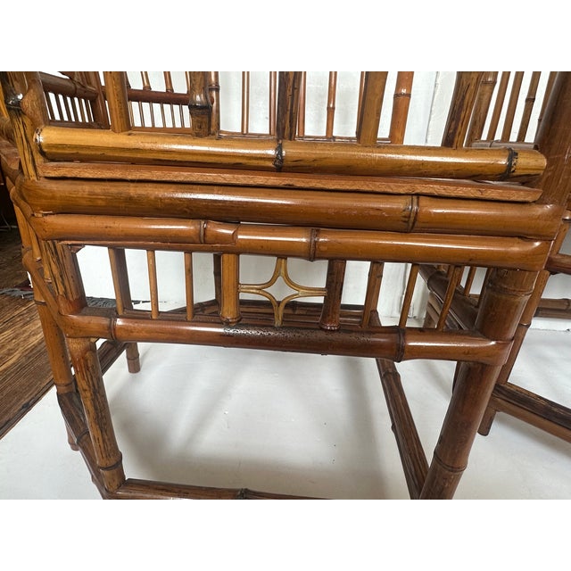 Rattan & Bamboo Armchairs With Bird Decoration -a Pair For Sale In Philadelphia - Image 6 of 10