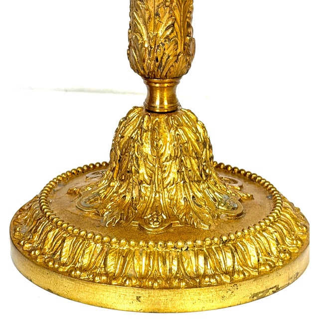 Gold Pair Louis XVI Revival Ormolu Candlesticks, French, Belle Époque, C. 1880–1900 For Sale - Image 8 of 15