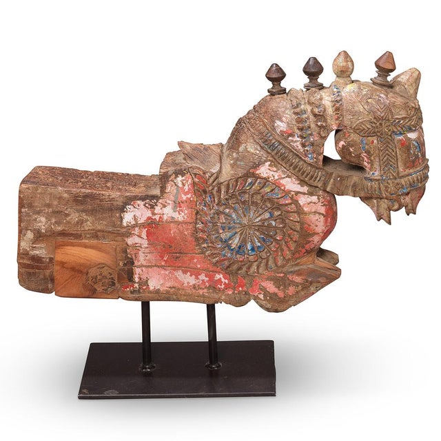 Wood Carved Wooden Horse on Stand, 1940s For Sale - Image 7 of 7