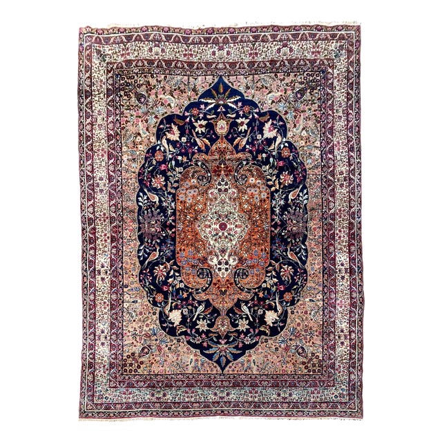 Antique Kirman Lavar Rug in Wool, 1890s For Sale