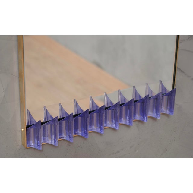 Periwinkle Murano Glass and Brass Wall Mirror, 1990s For Sale - Image 6 of 9