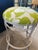 2000 - 2009 Summer Ivory & Lime Iron Scroll Upholstered Counter Stools (Set of 3) For Sale - Image 5 of 11