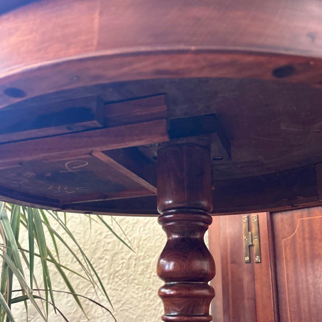 Antique Round Mahogany Drum Table With Drawer For Sale - Image 10 of 11