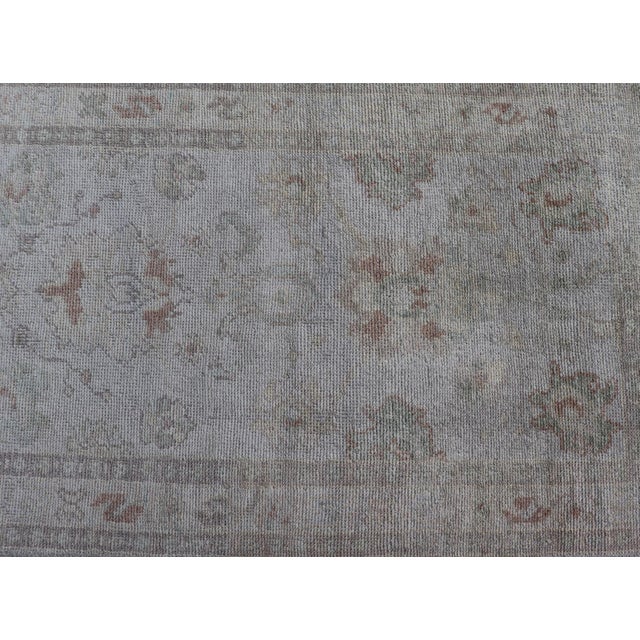 Turkish Oushak Runner in Pale Ivory With Faded Green 3'2 X 13'2 For Sale - Image 10 of 12