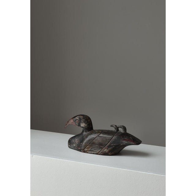 Scandinavian Folk Art Carved Decoy Duck, Denmark, 1910s For Sale - Image 4 of 13