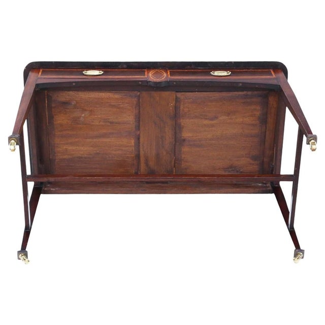 Wood Antique Inlaid Mahogany Writing Desk or Dressing Table, 1900s For Sale - Image 7 of 8