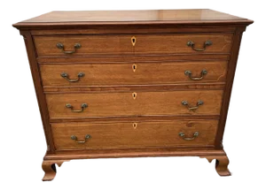 A Antique Massachusetts Walnut Inlaid Chippendale 4 Drawer Chest Circa 1780's