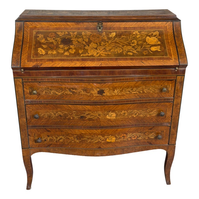 Antique Italian Inlaid Wooden Chest of Drawers For Sale