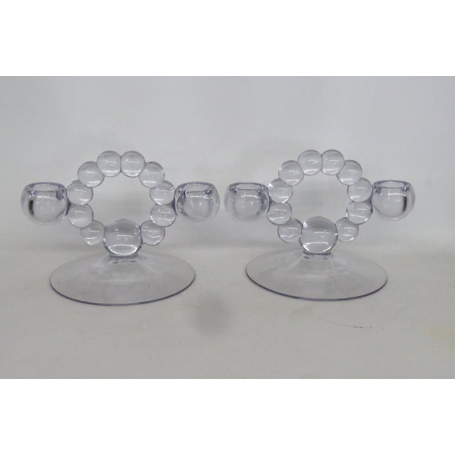 Transparent Imperial Glass Company Candlewick Stem 3400 Double Candle Holders 2pc Pair 5140b For Sale - Image 8 of 8