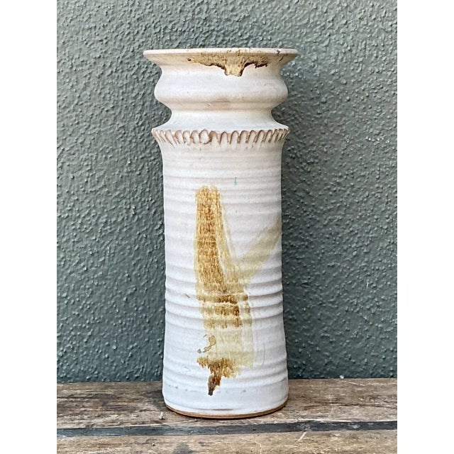 Mid-Century Modern Vintage Handcrafted Ceramic Vase For Sale - Image 3 of 12