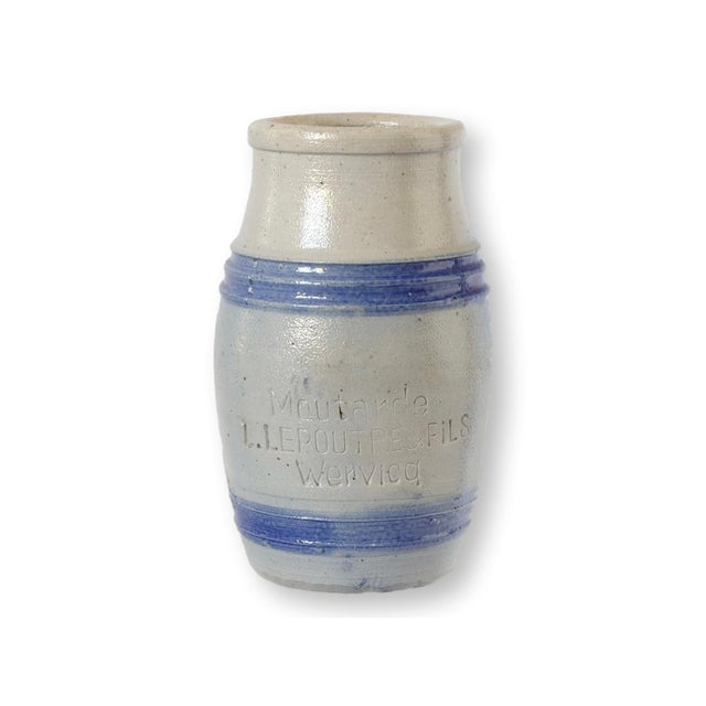 Antique French Blue-Banded Mustard Pot For Sale - Image 4 of 5