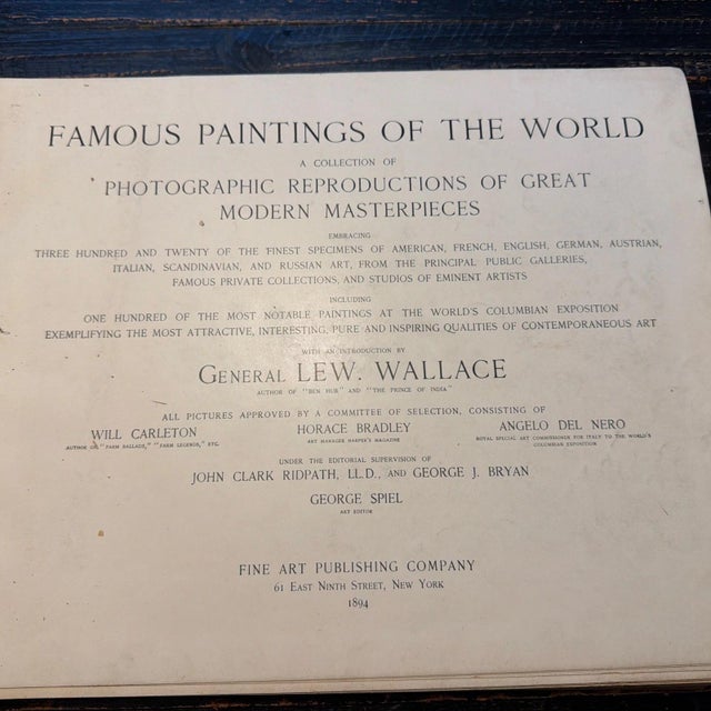 This is a rare 1st edition hardback book titled "Famous Paintings Of The World" by Lew Wallace, published in 1894 by the...