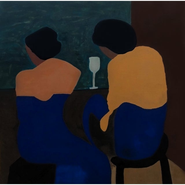 Women Talk Minimalist Acrylic Painting For Sale