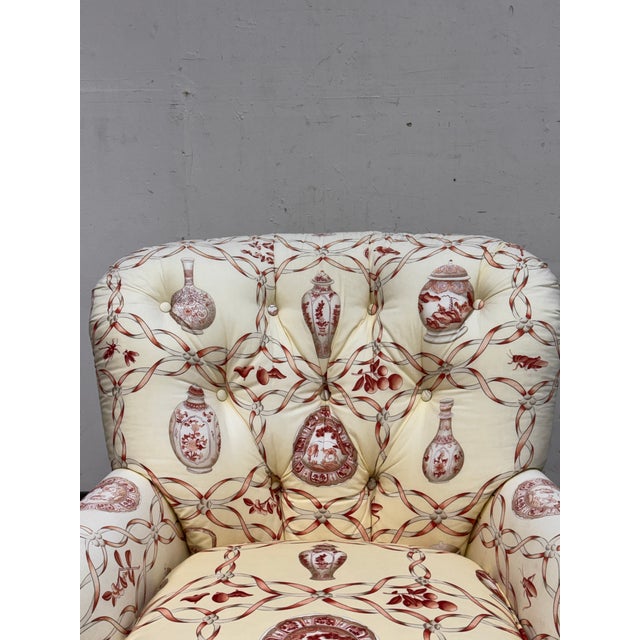Red Sherrill Furniture Tufted Lounge Arm Chair For Sale - Image 8 of 12