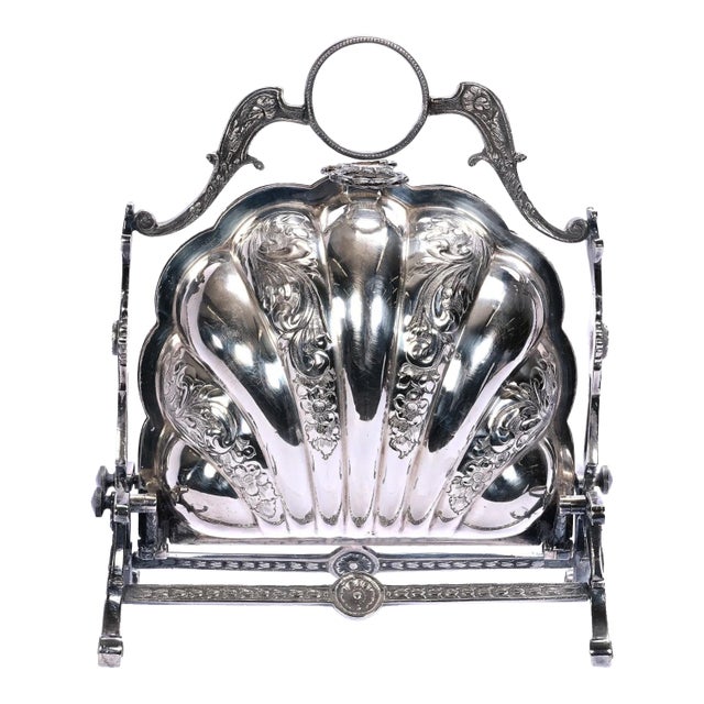 Vintage English Silverplate Folding Biscuit Box For Sale